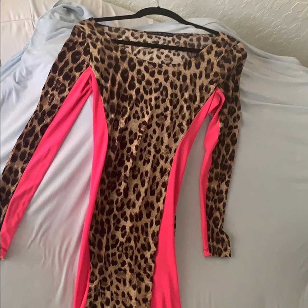 Sexy leopard pink dress